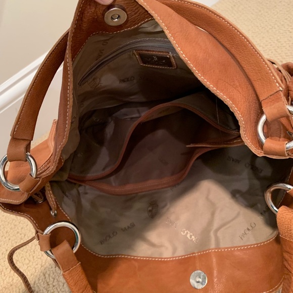 NWOT, leather bag, cognac color, grommet detail - Picture 4 of 8